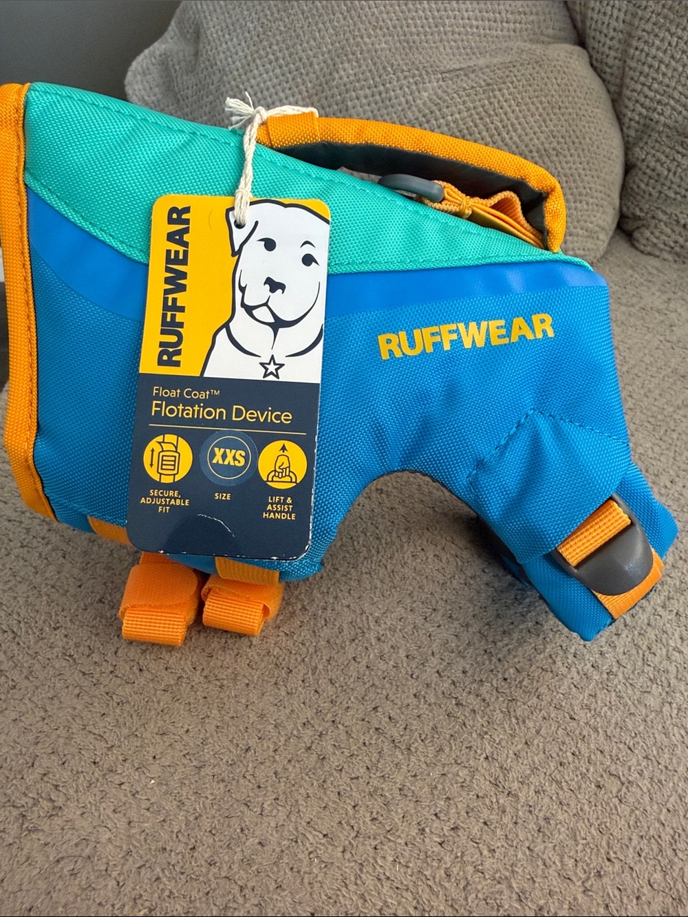 Ruffwear Dog Float Coat Life Jacket in Blue, Teal & Orange